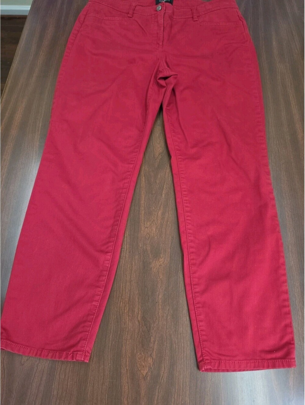 Talbots Red Straight Leg Pants Casual Chinos Size 14 Vibrant Casual Career Chic